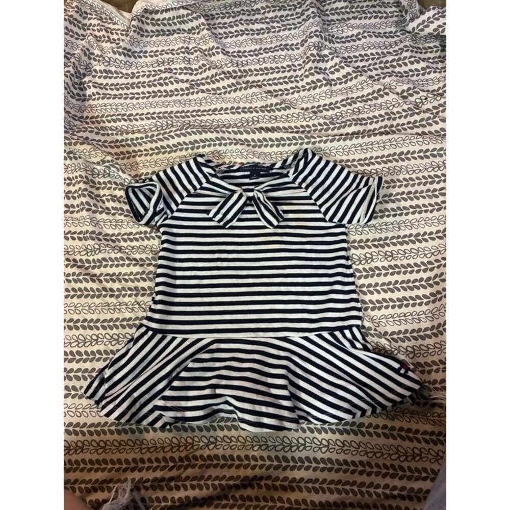 Girl’s Tommy Hilfiger White & Black Striped Dress Size 5